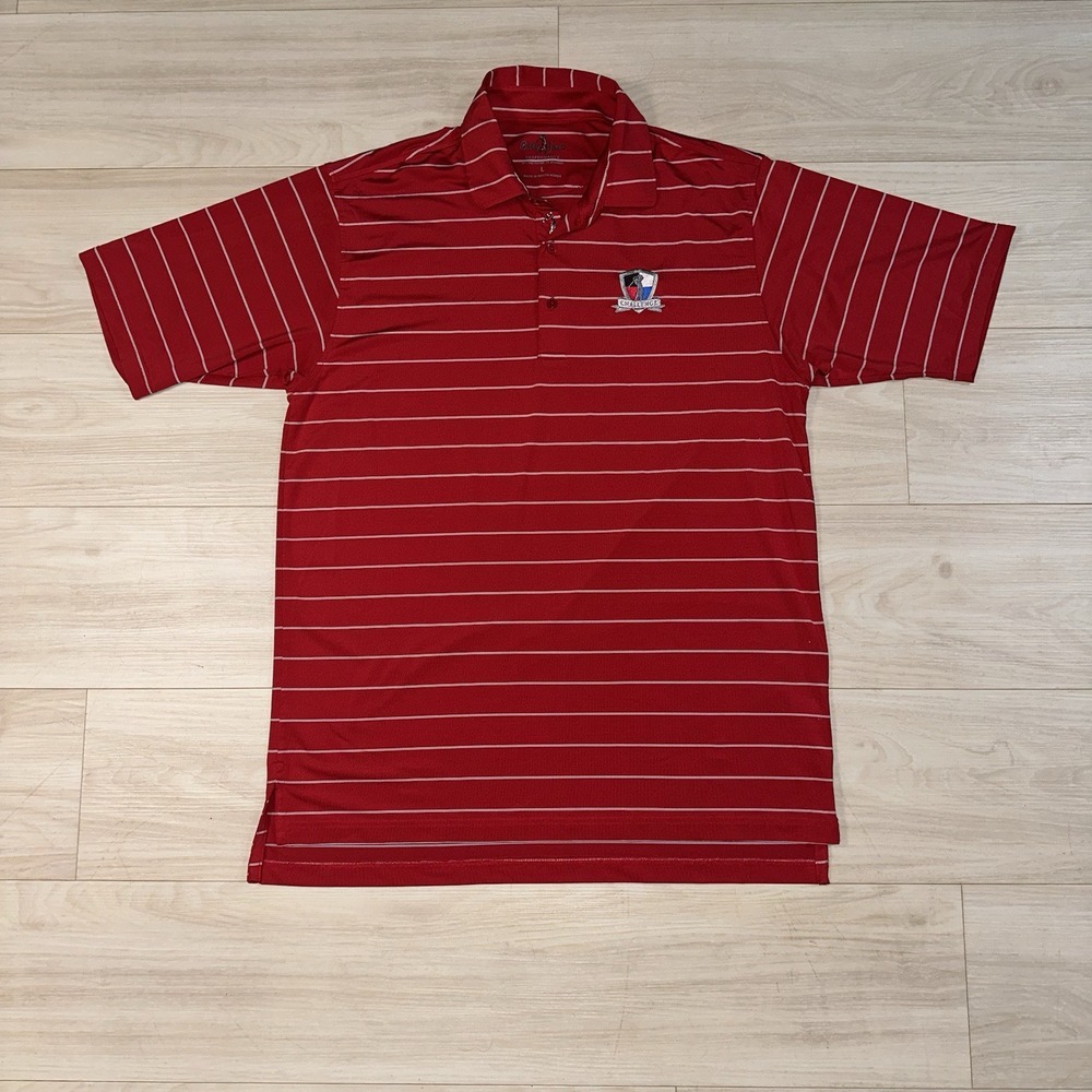 Bobby Jones Polo Shirt Mens Large Red Striped Performance Short Sleeve Challenge